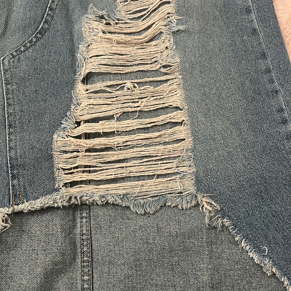Whats's Hot!! Super Cute Boho Asymmetrical Midi Distressed Denim Skirt! 🛍️😍🔥 - Picture 13 of 14